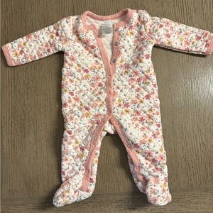 Charming Floral Quilted Footie Pajamas